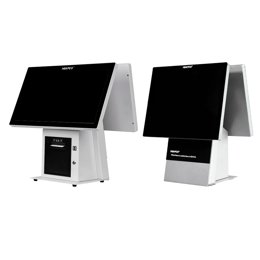 Integrated POS System with Hidden Printer & Clean Dual Display Setup