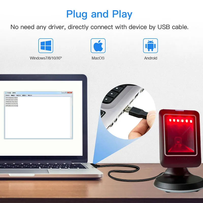 6300 Plug and Play Barcode Scanner for Multi-OS