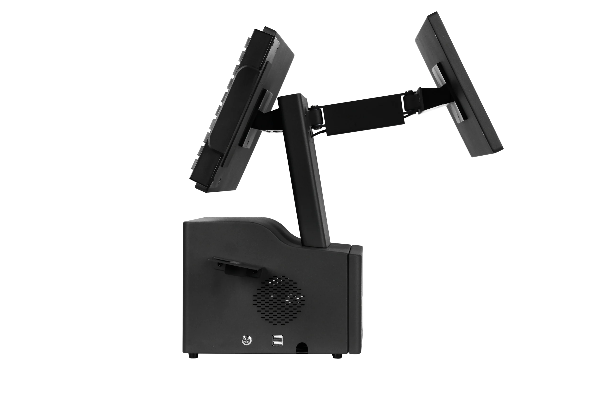 Adjustable Dual Screen All-in-One POS System with Flexible Stand for Efficient Retail Checkout
