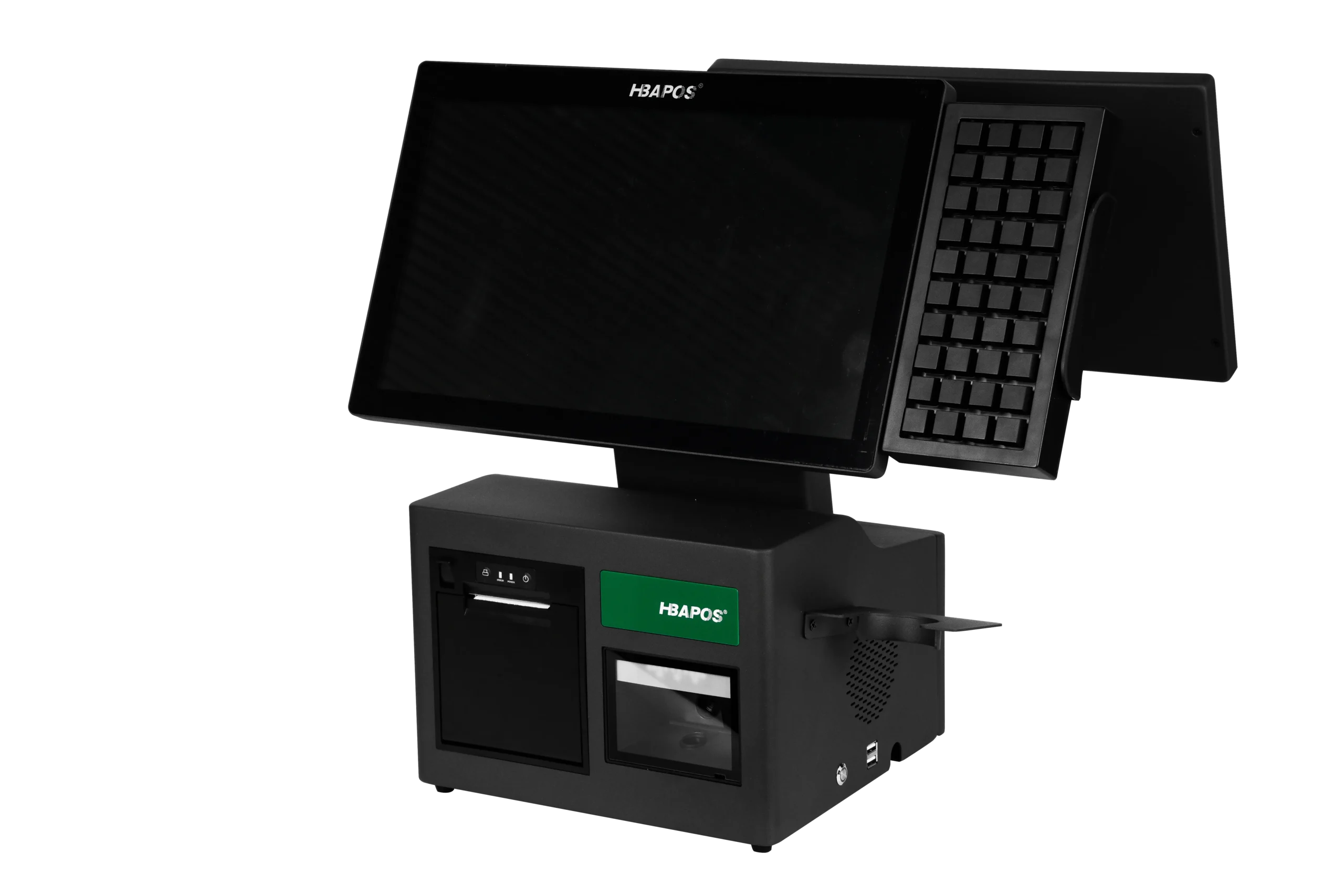 All-in-One POS Back View with Durable Metal Housing and Stable Base Design