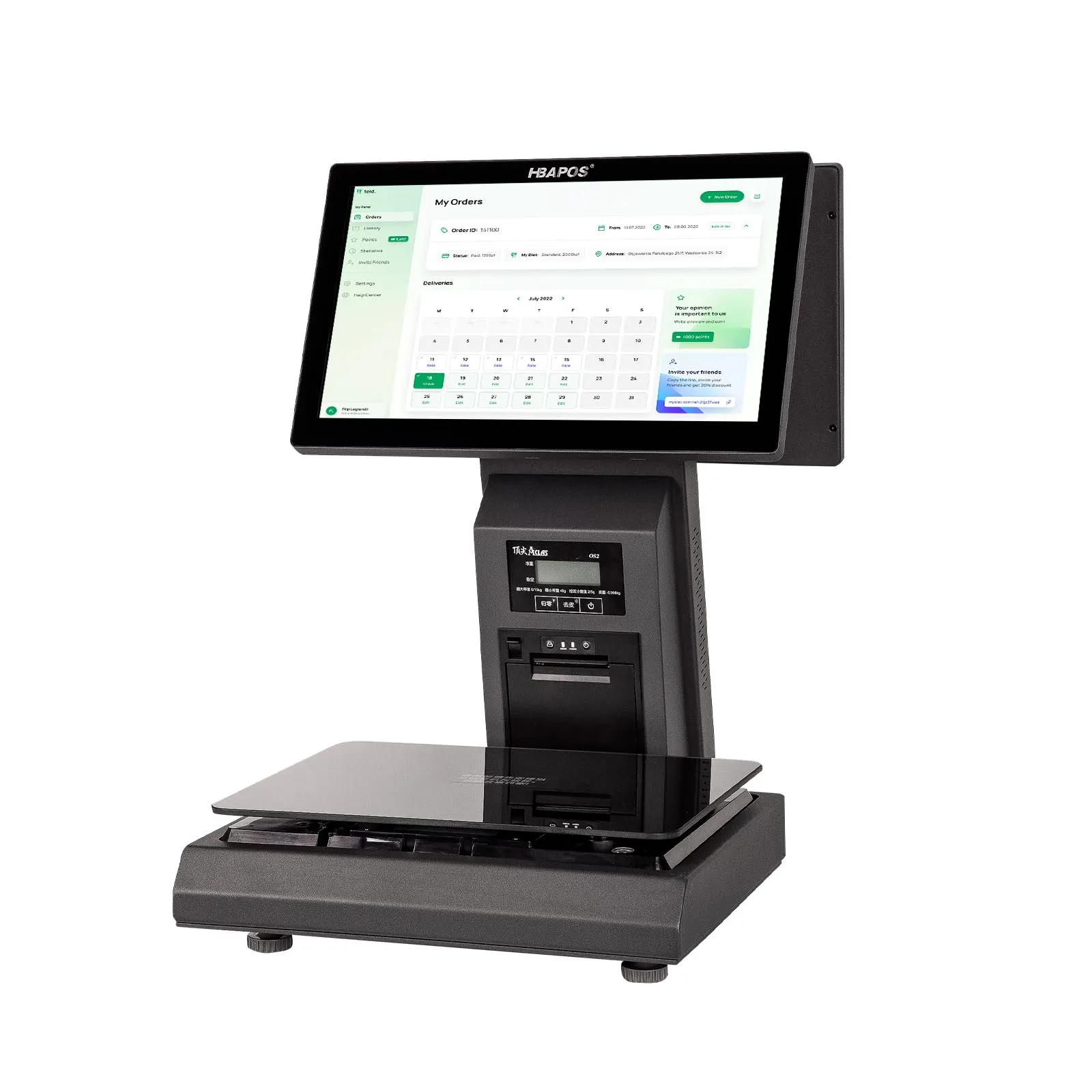 Angled View of HBA LS-2 All-in-One POS for Retail Checkout
