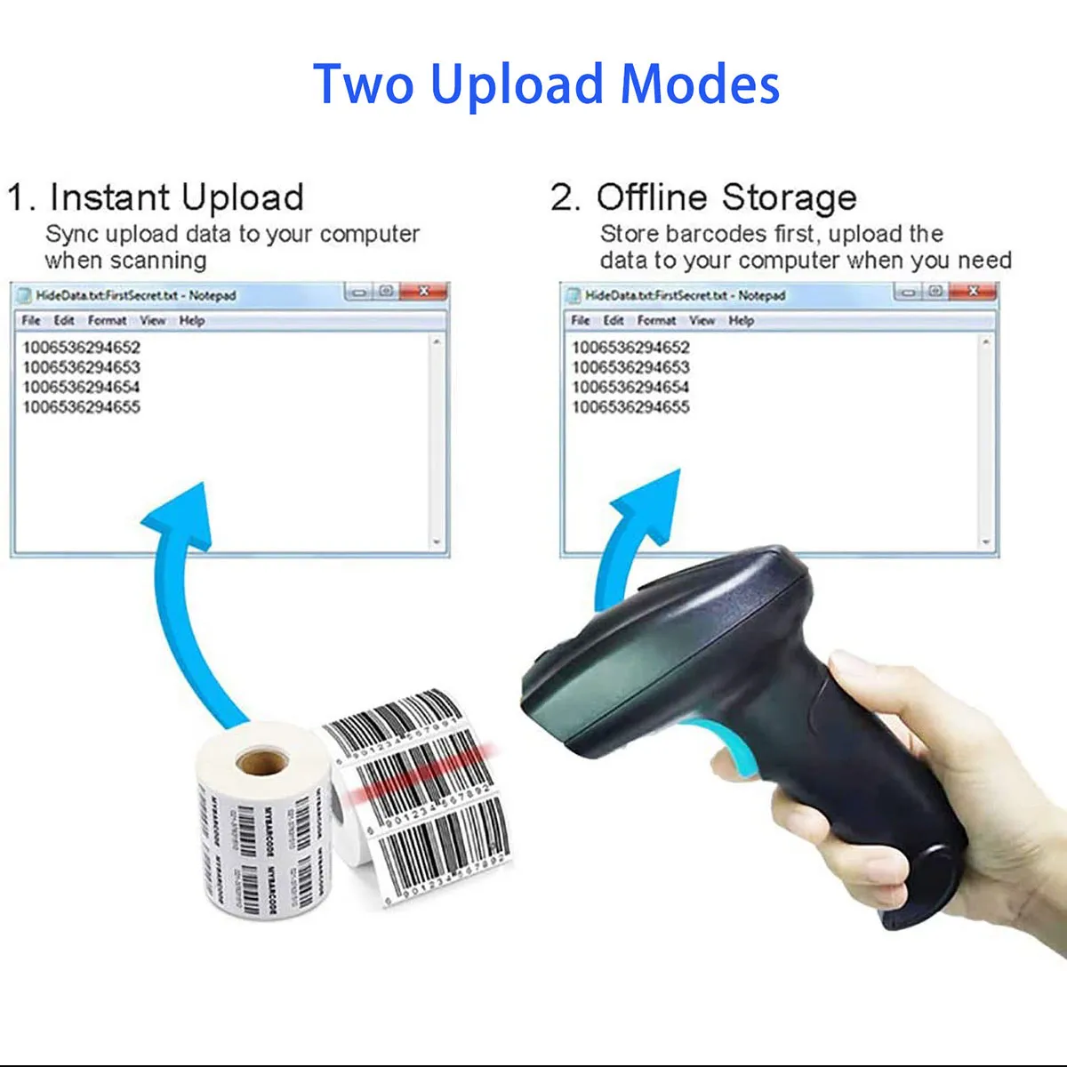 U2W Barcode Scanner with Instant Upload and Offline Storage